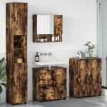 Set de mobilier pentru baie 4 pcs Stejar afumat 61 x 35 x 64 cm GartenMobel Dekor