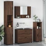 Set de mobilier pentru baie 4 pcs Stejar brun 30 x 35 x 192 cm GartenMobel Dekor