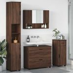 Set de mobilier pentru baie 4 pcs Stejar brun 30 x 35 x 192 cm GartenMobel Dekor