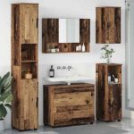 Set de mobilier pentru baie 5 pcs Lemn vechi 30 x 35 x 192 cm GartenMobel Dekor