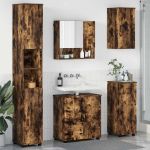 Set de mobilier pentru baie 5 pcs Stejar afumat 61 x 35 x 64 cm GartenMobel Dekor