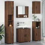 Set de mobilier pentru baie 5 pcs Stejar brun 61 x 35 x 64 cm GartenMobel Dekor