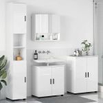 Set de mobilier pentru baie Pe perete 4 pcs Alb foarte lucios GartenMobel Dekor