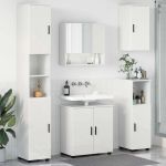 Set de mobilier pentru baie Pe perete 5 pcs Alb foarte lucios GartenMobel Dekor