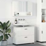 Set de mobilier pentru baie cu sertar 2 pcs Alb foarte lucios GartenMobel Dekor