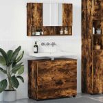 Set de mobilier pentru baie cu sertar 2 pcs Stejar afumat GartenMobel Dekor