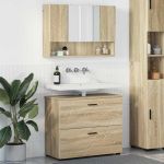 Set de mobilier pentru baie cu sertar 2 pcs Stejar sonoma GartenMobel Dekor