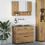 Set de mobilier pentru baie cu sertar 2 pcs stejar artizanal GartenMobel Dekor