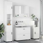 Set de mobilier pentru baie cu sertar 4 pcs Alb foarte lucios GartenMobel Dekor