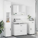 Set de mobilier pentru baie cu sertar 4 pcs Alb foarte lucios GartenMobel Dekor