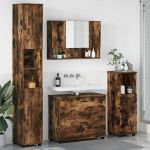 Set de mobilier pentru baie cu sertar 4 pcs Stejar afumat GartenMobel Dekor