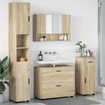 Set de mobilier pentru baie cu sertar 4 pcs Stejar sonoma GartenMobel Dekor