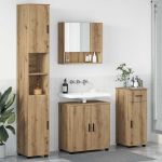 Set de mobilier pentru baie cu sertar 4 pcs stejar artizanal GartenMobel Dekor