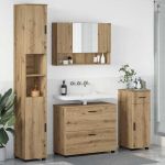 Set de mobilier pentru baie cu sertar 4 pcs stejar artizanal GartenMobel Dekor