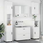 Set de mobilier pentru baie cu sertar 5 pcs Alb foarte lucios GartenMobel Dekor
