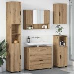 Set de mobilier pentru baie cu sertar 5 pcs stejar artizanal GartenMobel Dekor
