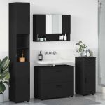 Set de mobilier pentru baie cu ușă 4 pcs Negru 30 x 35 x 192 cm GartenMobel Dekor
