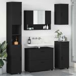 Set de mobilier pentru baie cu ușă 5 pcs Negru 30 x 35 x 192 cm GartenMobel Dekor