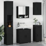 Set de mobilier pentru baie cu ușă 5 pcs Negru 61 x 35 x 64 cm GartenMobel Dekor