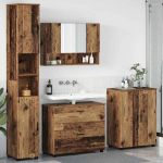 Set de mobilier pentru baie 4 pcs Lemn vechi 30 x 35 x 192 cm GartenMobel Dekor