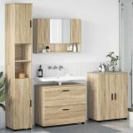 Set de mobilier pentru baie cu sertar 4 pcs Stejar sonoma GartenMobel Dekor