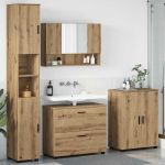 Set de mobilier pentru baie cu sertar 4 pcs stejar artizanal GartenMobel Dekor