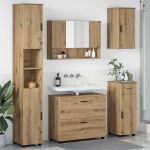 Set de mobilier pentru baie cu sertar 5 pcs stejar artizanal GartenMobel Dekor