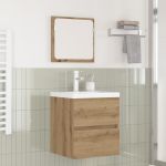 Set de mobilier pentru baie 3 pcs Stejar negru și alb Standard GartenMobel Dekor