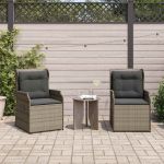 Bancă de grădină cu pernă 2 pcs Gri Rattan poli GartenMobel Dekor