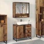 Set de mobilier pentru baie 2 pcs Lemn vechi 65 x 33 x 60 cm GartenMobel Dekor