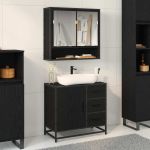 Set de mobilier pentru baie 2 pcs Stejar negru 65 x 33 x 60 cm GartenMobel Dekor