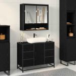 Set de mobilier pentru baie 2 pcs Stejar negru 80 x 33 x 60 cm GartenMobel Dekor