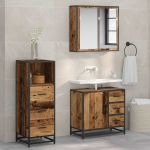 Set de mobilier pentru baie 3 pcs Lemn vechi 35 x 37.5 x 100 cm GartenMobel Dekor