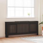 Capac pentru radiator 2 pcs Negru (142-205) x 20.5 x 81.5 cm GartenMobel Dekor