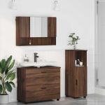 Set de mobilier pentru baie 3 pcs Stejar brun 76.5 x 35 x 64 cm GartenMobel Dekor