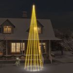 Brad de Crăciun pe catarg, 1134 LED-uri, alb cald, 800 cm GartenMobel Dekor