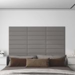 Panouri de perete, 12 buc. gri deschis 60x15 cm textil 1,08 m² GartenMobel Dekor