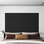 Panouri de perete 12 buc. negru 90x15 cm textil 1,62 m² GartenMobel Dekor