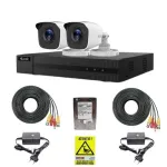 Kit supraveghere Hikvision Hilook, 2 camere 2MP, IR 20m, DVR 4 canale, 2MP, HDD 500GB, Autocolant Rovision SafetyGuard Surveillance