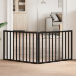 Poartă pentru câini pliabilă 2 panouri negru, 160 cm, lemn plop GartenMobel Dekor