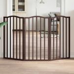 Poartă de câini pliabilă 3 panouri stejar maro 150 cm lemn plop GartenMobel Dekor