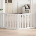 Poartă pentru câini pliabilă, 2 panouri, alb, 160 cm, lemn plop GartenMobel Dekor