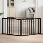 Poartă pentru câini pliabilă 2 panouri negru, 160 cm, lemn plop GartenMobel Dekor