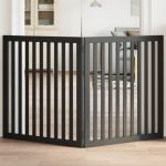 Poartă pentru câini pliabilă 2 panouri negru, 160 cm, lemn plop GartenMobel Dekor