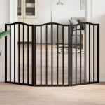 Poartă pentru câini pliabilă 3 panouri negru, 150 cm, lemn plop GartenMobel Dekor