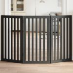 Poartă pentru câini pliabilă 3 panouri negru, 150 cm, lemn plop GartenMobel Dekor