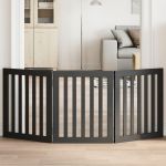 Poartă pentru câini pliabilă 3 panouri negru, 150 cm, lemn plop GartenMobel Dekor