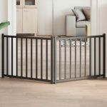 Poartă pentru câini pliabilă 2 panouri negru, 160 cm, lemn brad GartenMobel Dekor