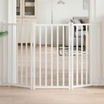 Poartă pentru câini pliabilă 3 panouri, alb, 150 cm, lemn brad GartenMobel Dekor