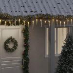 Luminițe de Crăciun țurțuri 100 LED-uri alb cald 10 m PVC acril GartenMobel Dekor